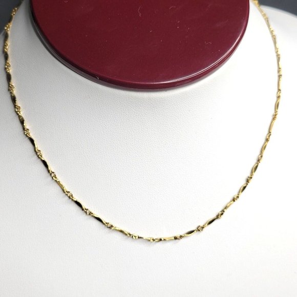 Vendome Jewelry - Vendome Signed Twisted Bar Link Chain Gold Tone Metal Fashion Necklace 14 in